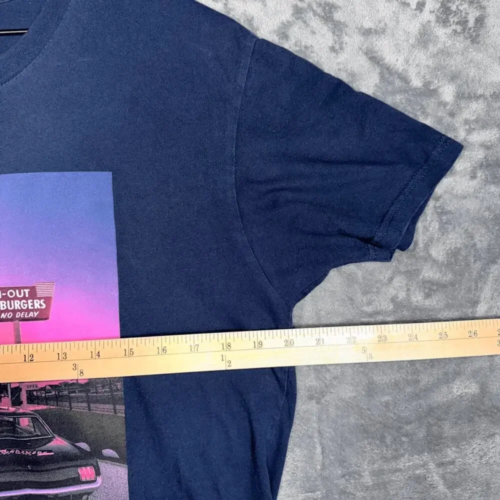 In-N-Out Burger Mens T-Shirt L‎ Navy Blue Southern California Fast Food Graphic